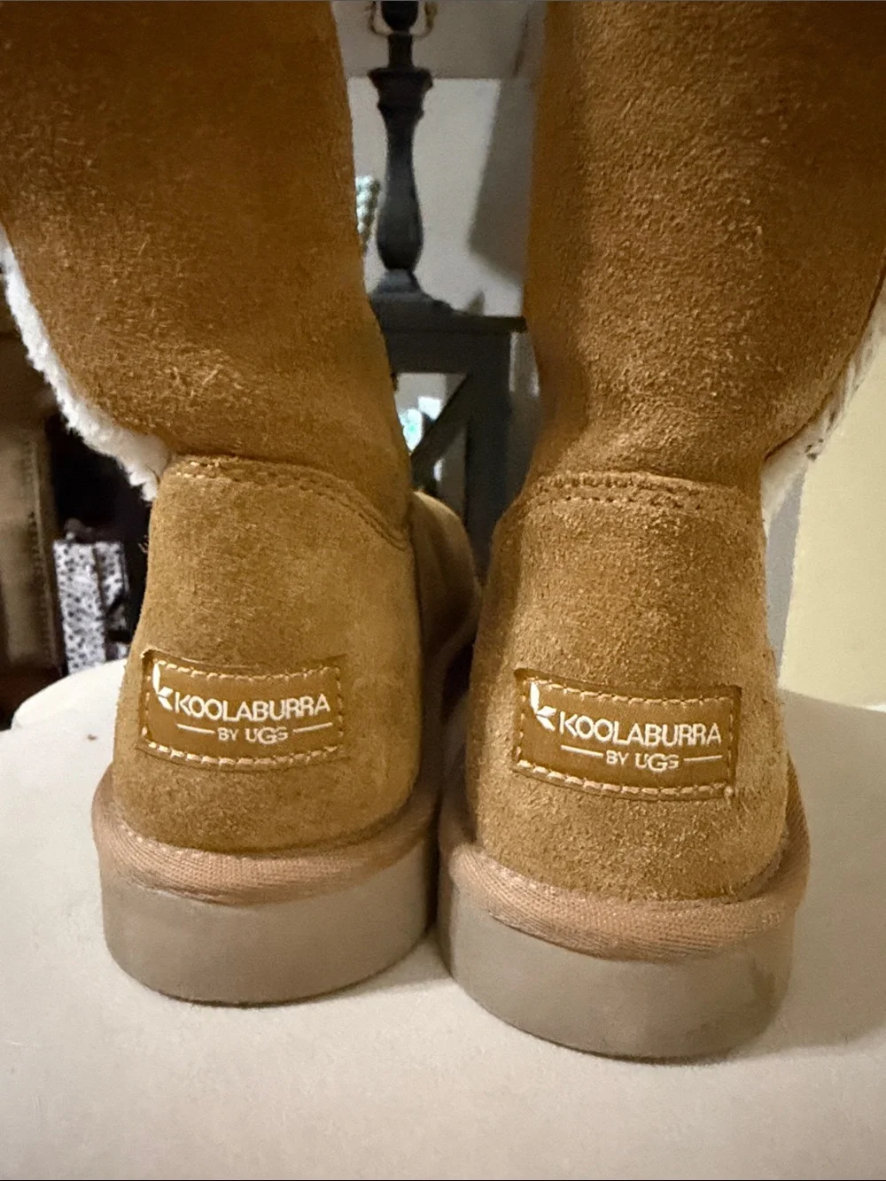Koolaburra Chestnut Brown Suede Shearling-Lined Winter Boots